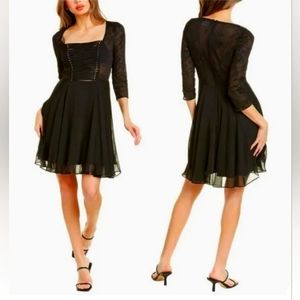 The Kooples black Chiffon & Lacing dress, M, NWT